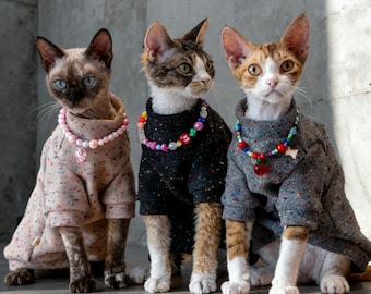 Maglioncino per gatti in lana fatto a mano / Comodo completo per animali domestici lavorato a maglia
