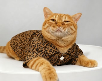 Leopard Print Cat Shirt – Funny Button-Up Costume