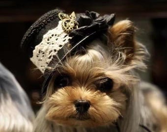 Mini cappello da strega fatto a mano per animali domestici, costume da mago punk per Halloween, accessori per abbigliamento per animali domestici.