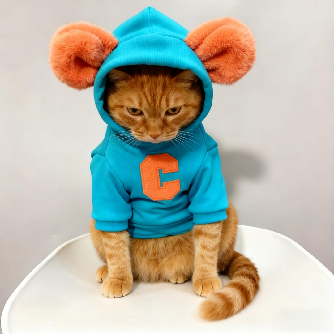 Handmade Cat Hoodie With Fuzzy Ears, Cute Pet Sweatshirt for Cats and ...