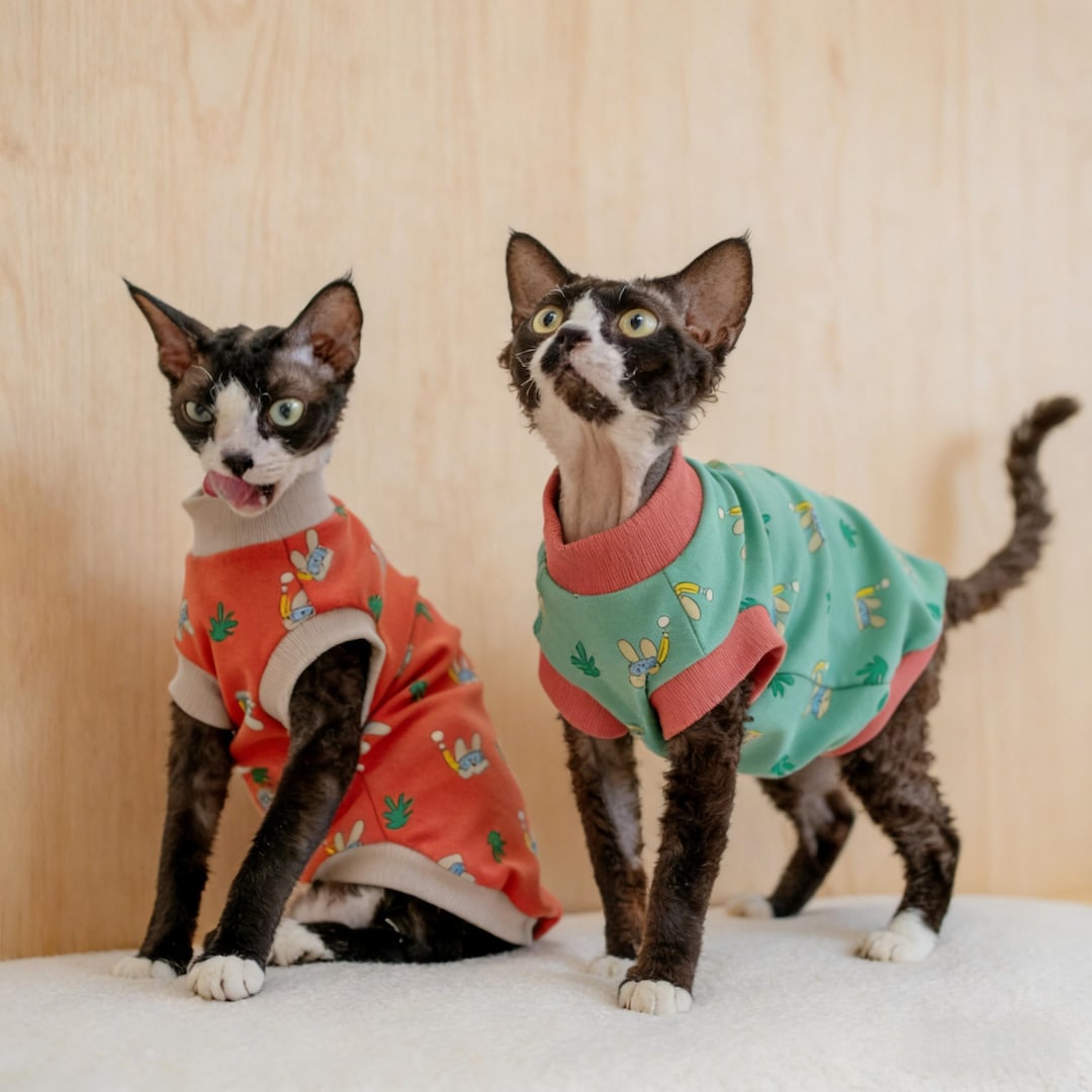 100% Cotton Sphynx Cat Clothes, Devon Rex Shirt, Breathable Hairless ...
