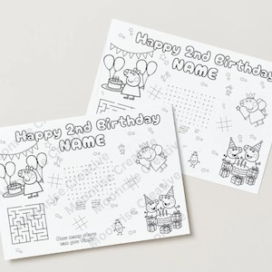 Custom Peppa Pig Activity Coloring Page Birthday