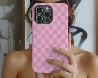 Boho Gingham Personalized Monogram Phone Case Initials iPhone 17 16 15 14 13 12 11 Pro Max, Samsung Galaxy S25 S24 Ultra ,iPhone 17 Pro Max