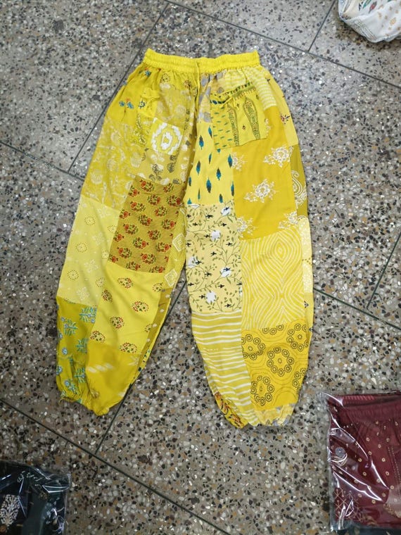 Handmade Cotton Patchwork Harem Pants: Vintage Bo… - image 4