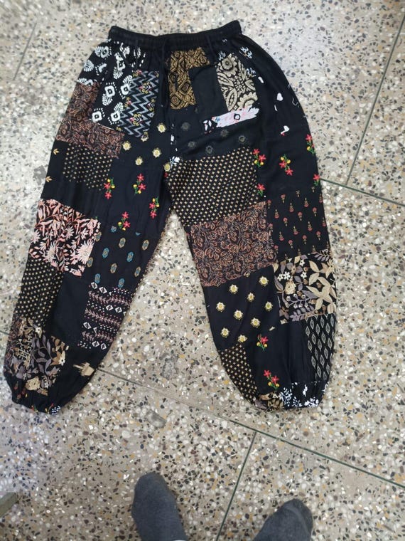 Handmade Cotton Patchwork Harem Pants: Vintage Bo… - image 3