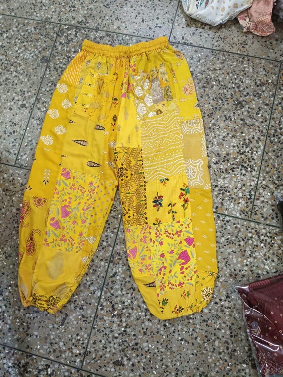 Handmade Cotton Patchwork Harem Pants: Vintage Bo… - image 6