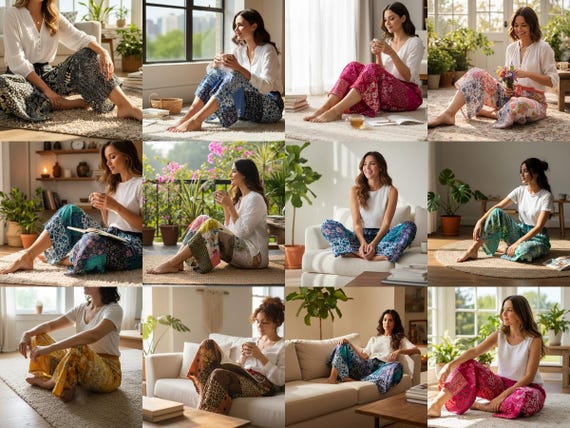 Handmade Patchwork Palazzo Pants: Boho Hippie Wid… - image 7