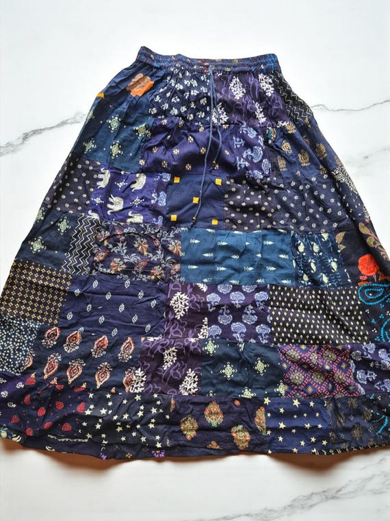 Handmade Rayon Patchwork Maxi Skirt - Bohemian Hi… - image 5