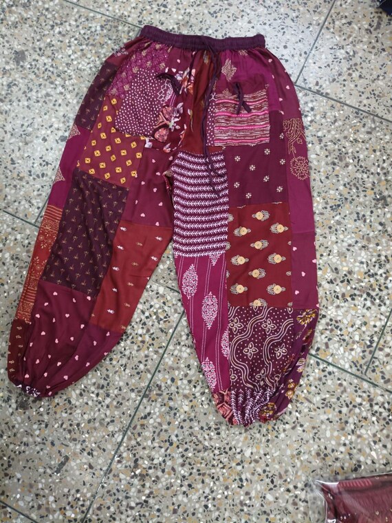 Handmade Cotton Patchwork Harem Pants: Vintage Bo… - image 7