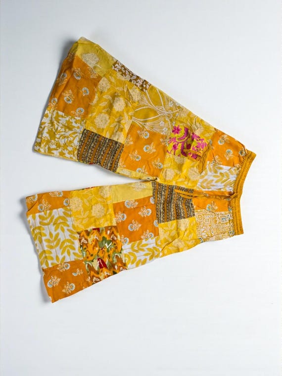 Patchwork Palazzo Pants - Handmade Boho Hippie Wi… - image 6