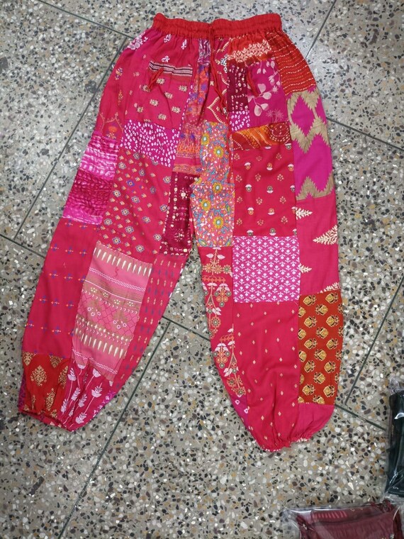 Handmade Cotton Patchwork Harem Pants: Vintage Bo… - image 2