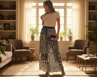 Boho Patchwork Palazzo Pants for Women, Handmade Hippie Wide Leg Trousers, Festival Yoga Lounge Pants, Bohemian Clothing