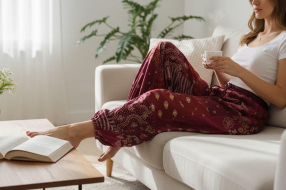 Vintage Patchwork Harem Pants: Handmade Cotton Bo… - image 4