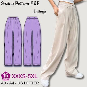 Wide-Leg Pants Sewing Pattern | Classic Trousers PDF | Easy DIY Pant for Women| Digital Download |Comfortable & Stylish women sewing pattern