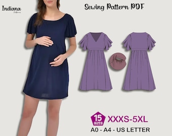 Nursing dress pattern|  Women dress pattern| mother dress pattern| breastfeeding dress plus size sewing pattern|  digital sewing pattern pdf