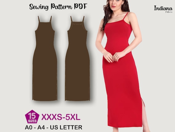 Women Dress Sewing Pattern | Women's Dress PDF | Slit Jersey Dress Pattern  | Bodycon Dress Pattern | Maxi Dress Sewing Patron De Courte - Etsy