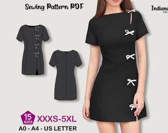 Bow Tie Fitted Dress Sewing Pattern | Women's Sizes 00-26 (PDF)