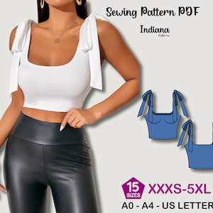 Strap Tie Crop Top Sewing Pattern | Women’s Sleeveless Bow Tie Tank PDF | DIY Summer Top Pattern | Digital Download