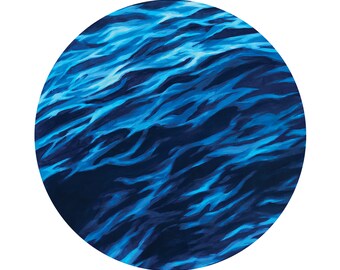 Dark Blue Seascape 12" x 12"  Fine Art Print, Ocean waves seascape, Beach and Sea print of Painted Artwork, PICTURED: 5x5