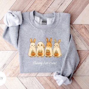 Cute Rabbit Ghost Halloween Sweatshirt, Spooky Rabbit Sweater, Funny Small Animal Spooky Gift, Fall Jumper,Ghost Bunny Shirt,"Bunny boo"