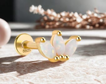 Orecchini Blume in argento sterling S925 con opale dorato