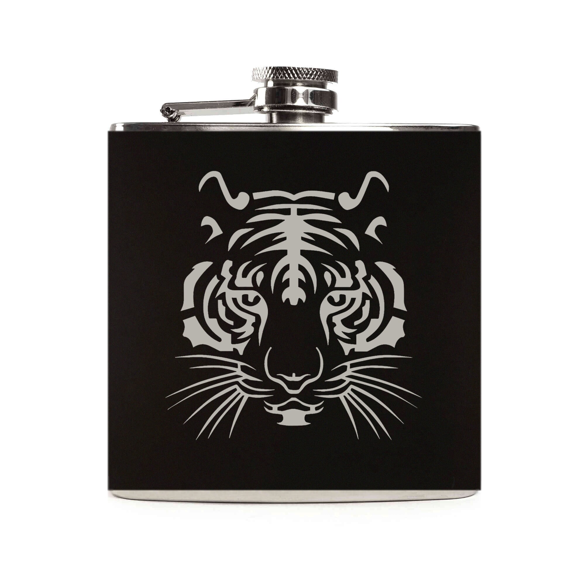 Tiger Print Flask Tiger Hip Flask Personalized Flask Etsy