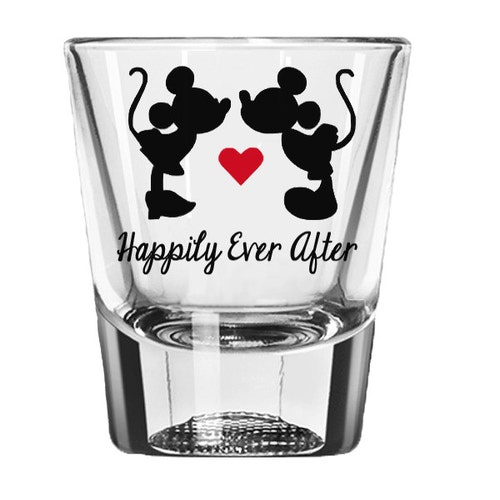 Disney Shot Glass Mickey and Minnie Mouse Happily Ever Etsy
