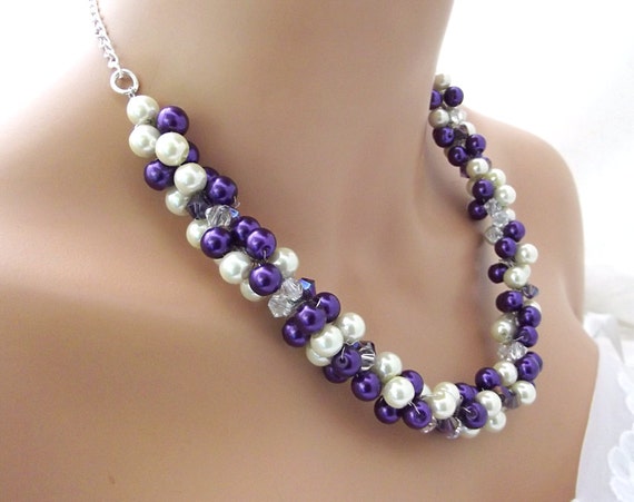 Purple pearl necklace best sale set