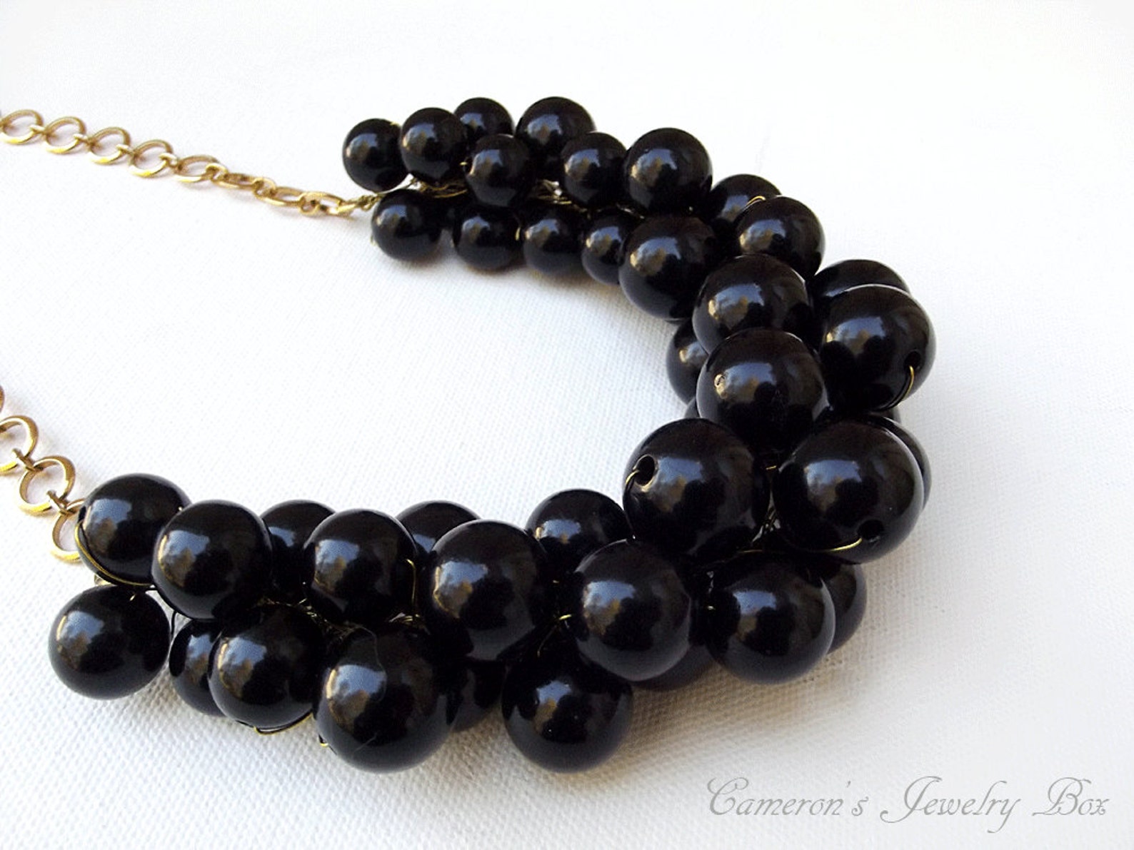 Black Chunky Necklace Statement Necklace Black and Gold - Etsy