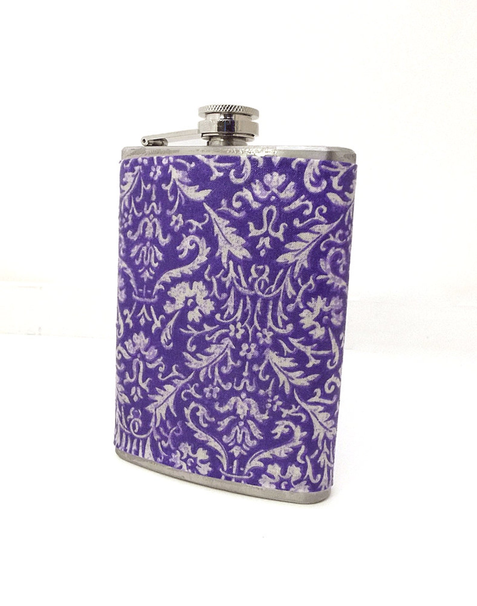 Purple Flask Floral Design Liquor Hip Flask Wedding Favor Etsy