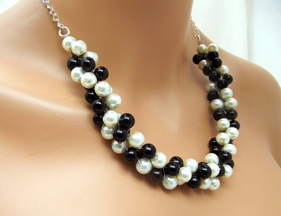 Chunky white shop pearl necklace