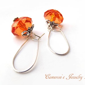 Tangerine Orange Earrings, Orange Dangle Earrings, Acrylic Beads, Flower Drop Earrings, Orange Jewelry, Fall Wedding