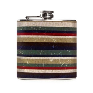 Hunting Gifts for Men, Flask Gift, Personalized Wedding Party Groomsmen, Striped, Stainless Steel 6oz Hip Flask