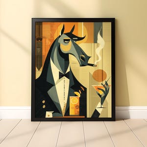 Horse Illustration Art Poster: Mid Century Wall Decor (Digital Download). 034