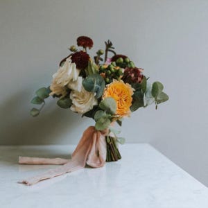 Artificial Bridal Bouquet – Handmade Wedding Flower Arrangement, Elegant Silk Rose & Peony Bridal Bouquet, Keepsake Wedding Bouquet