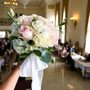 Artificial Bridal Bouquet – Handmade Wedding Flower Arrangement, Elegant Silk Rose & Peony Bridal Bouquet, Keepsake Wedding Bouquet