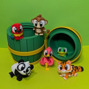 Jungle Pretend Play Barrel – Montessori Animal Toy Set – Sensory Gift for Toddlers and Kids