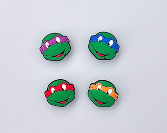 TMNT Clogs Charms - Ninja Turtles Heads Movie TV Show Shoe Charms - Individual or 4 pcs Set Available Gift for Teens Kids - Cartoons