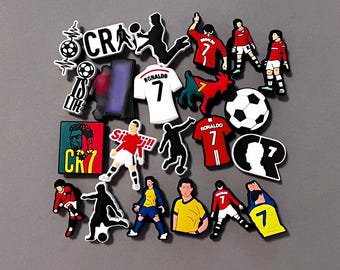 CR Soccer Player Clog Charms - Sports Futbol Ronald The Goat Shoe Charms - Teens Adults Kids Accessories Gifts - Set Available
