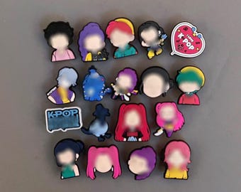 KPop Anime Girl Group Clogs Charms - Hunters Boy Band Shoe Charms  - Sets Available Gift for Kids Teens Adults Cartoons TV Show Korean