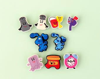 Blue Dog Clog Charms - Clues Puzzles Shoe Charms - Cartoon Nostalgic Educational TV Show Kids Toddlers Accessories Gift - Sets Available