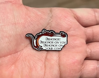 Mushu Dragon Enamel Pin - Dishonor On Your Cow Mulan Movie Metal Pin