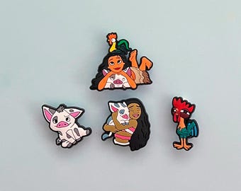 Moana Clogs Charms - Disney Movie Shoe Charms  - Set Available Gift for Kids - Cartoons Heihei Chicken Pua Pig