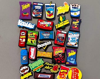 Chips Snacks Hot Cheetos Clogs Charms - Spicy Takis Sour Candy Shoe Charms  -  Chocolate Onion Fruit Juice Cereal Set Available Kids Adults