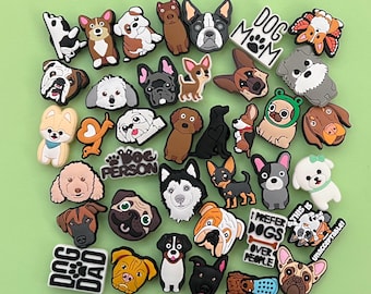 Animal Dogs Clog Charms - Canine Pets Dog Mom Dad Shoe Charms - Adults Teens Kids Gifts Sets Available - Husky Pug Doodle Beagle Frenchie