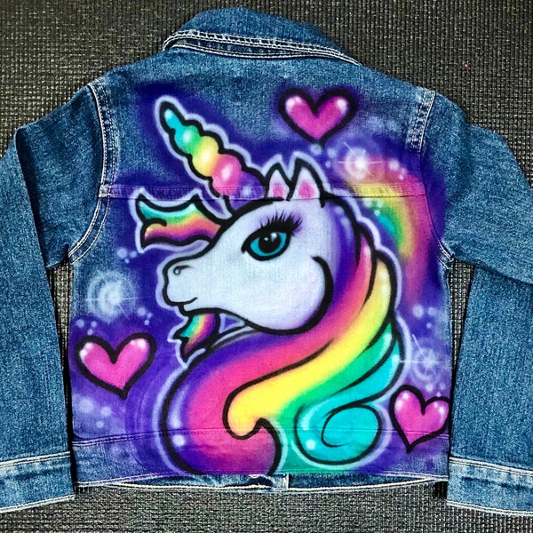 Girls Denim Jacket Unicorn Design