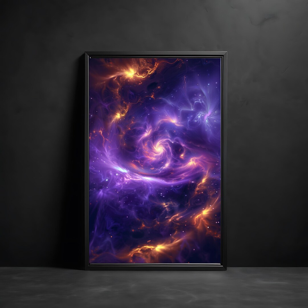 Galaxy Swirl Poster, Purple Nebula Space Art, Cosmic Wall Print ...
