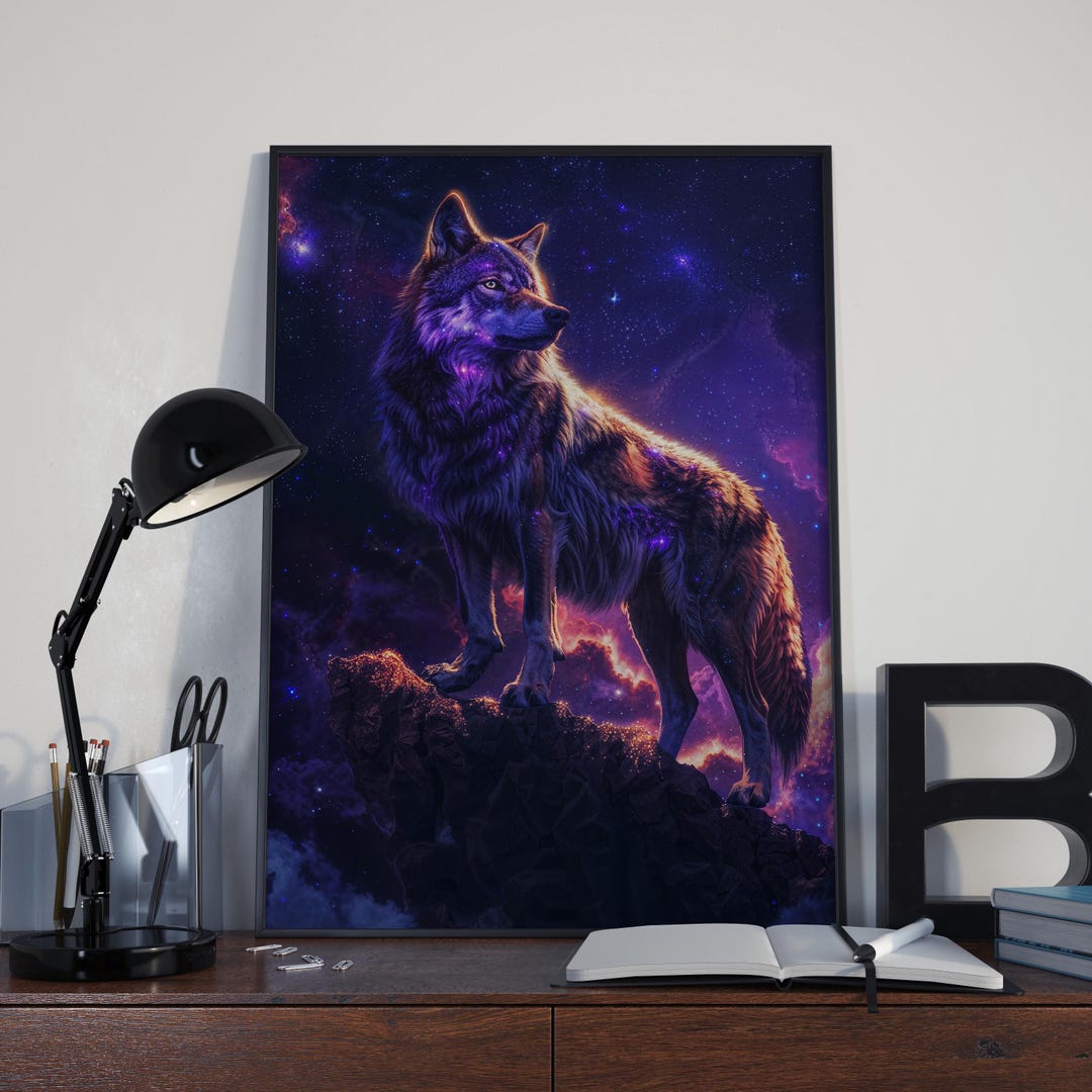 Celestial Wolf — Wolf Poster | Galaxy Decor | Space Poster | Quantum ...