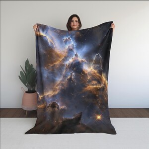Radiant Pillars • Celestial Nebula Velveteen Throw Blanket