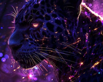 Starlight Panther | Cosmic Phone Wallpaper | Animal Art